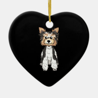 Parti Yorkie Cute Art Keramisch Ornament