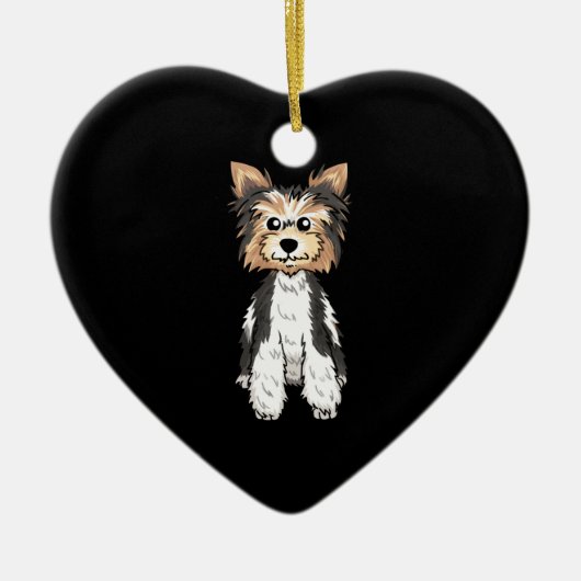 Parti Yorkie Cute Art Keramisch Ornament (Voorkant)