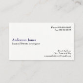 Particulier onderzoeker detective Visitekaartje (Achterkant)