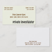 Particulier onderzoeker detective Visitekaartje (Voorkant / Achterkant)