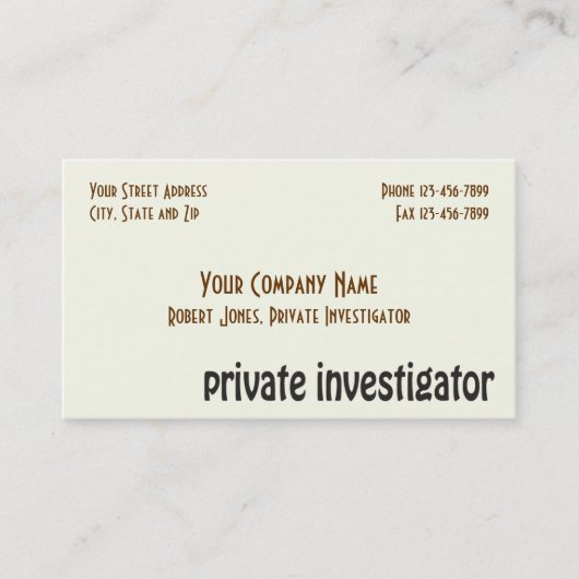 Particulier onderzoeker detective Visitekaartje (Voorkant)