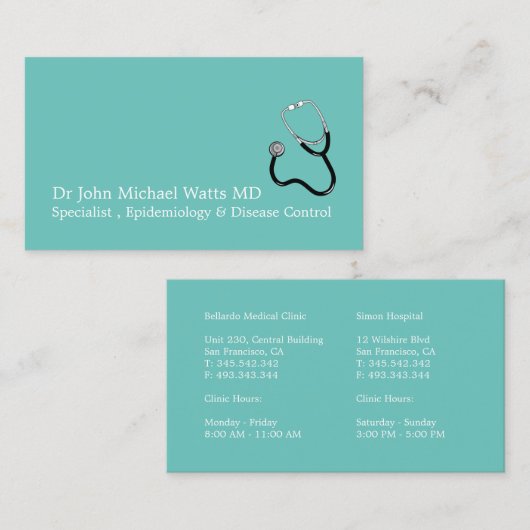 Particuliere arts visitekaartje (Voorkant / Achterkant)