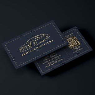 Particuliere chauffeur luxe transport donkerblauw  visitekaartje