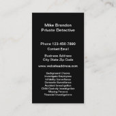 Particuliere detective onderzoeker visitekaartje (Achterkant)