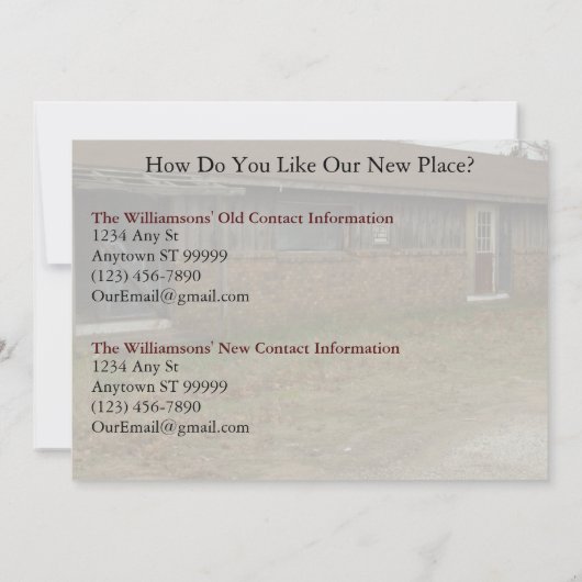 Particuliere geldverandering van adreskaart: Guest Aankondiging (Achterkant)