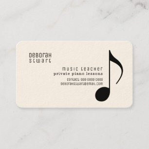 Particuliere lessen muziekleraar crèmekleurig papi visitekaartje