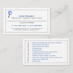 Particuliere onderzoeken   Detective Professional Visitekaartje