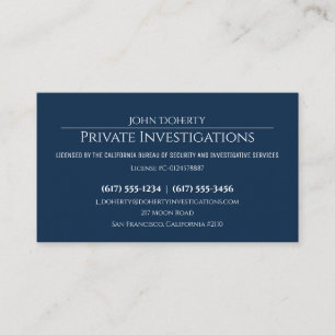 Particuliere onderzoeken   Rechercheur Deep Blue Visitekaartje