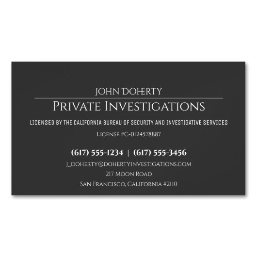 Particuliere onderzoeken | Rechercheur Professiona Magnetisch Visitekaartje (Voorkant)