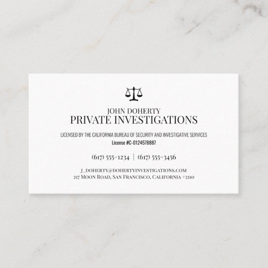 Particuliere onderzoeken | Rechercheur Visitekaartje (Voorkant)