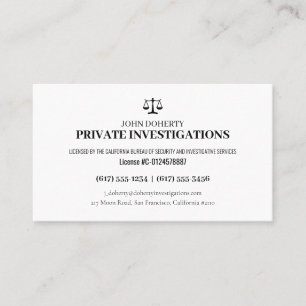 Particuliere onderzoeken   Rechercheur Visitekaartje