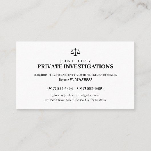 Particuliere onderzoeken | Rechercheur Visitekaartje (Voorkant)