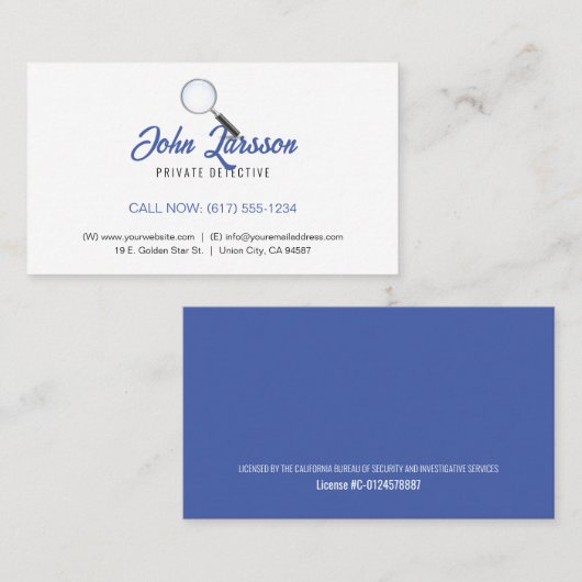 Particuliere onderzoeken | Rechercheur Visitekaartje (Voorkant / Achterkant)