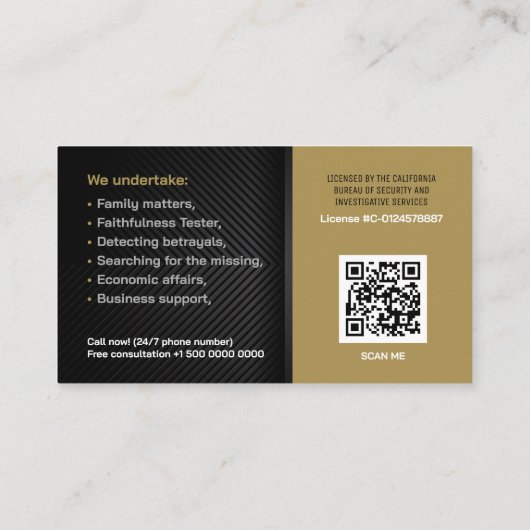 Particuliere onderzoeken | Rechercheur Visitekaartje (Achterkant)