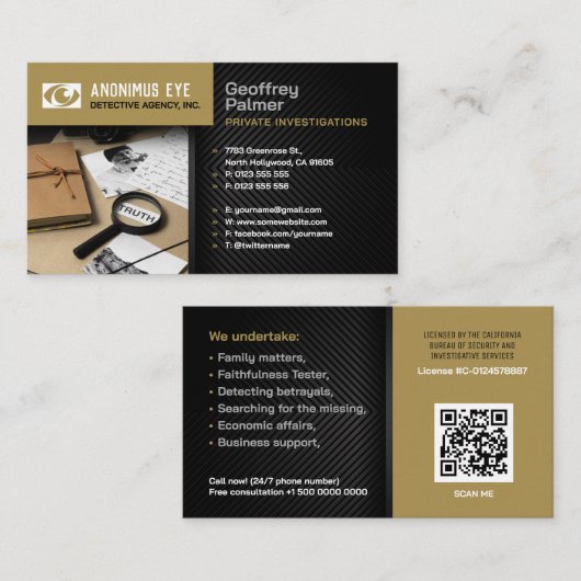 Particuliere onderzoeken | Rechercheur Visitekaartje (Voorkant / Achterkant)