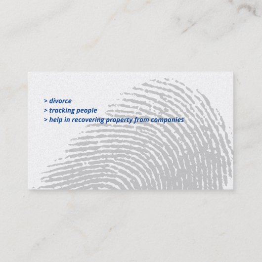 Particuliere onderzoeker | rechercheur visitekaartje (Achterkant)