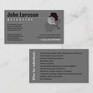 Particuliere onderzoeker   rechercheur visitekaartje