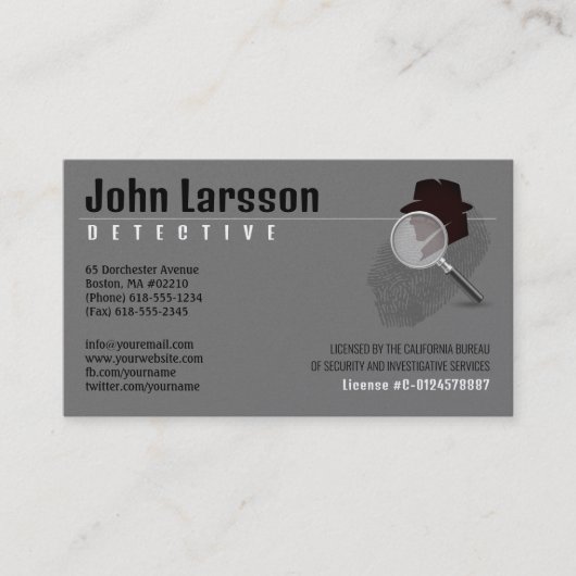 Particuliere onderzoeker | rechercheur visitekaartje (Voorkant)