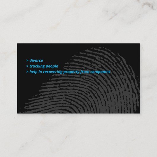 Particuliere onderzoeker | rechercheur visitekaartje (Achterkant)