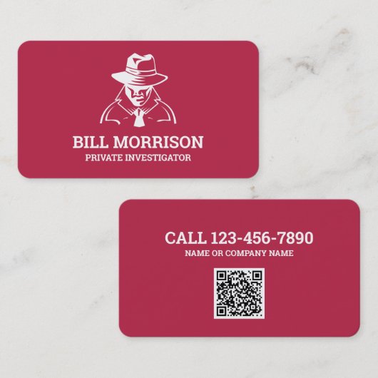 Particuliere onderzoekers rechercheur QR Code Visitekaartje (Voorkant / Achterkant)