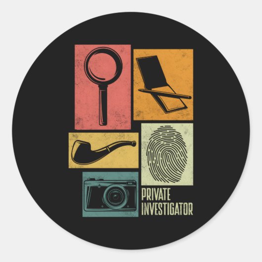Particuliere rechercheur Crime Investigator Silhou Ronde Sticker (Voorkant)