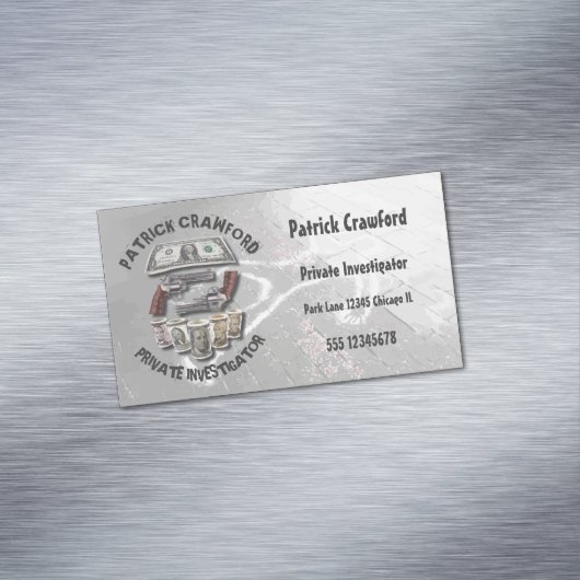 Particuliere rechercheur rechercheur met Pistolen  Magnetisch Visitekaartje (Voorbeeld)