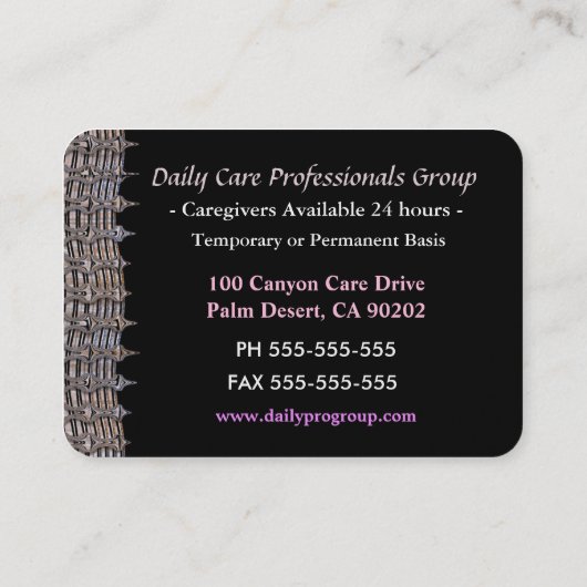 Particuliere verpleegsters Professional Rosebud-kl Visitekaartje (Achterkant)