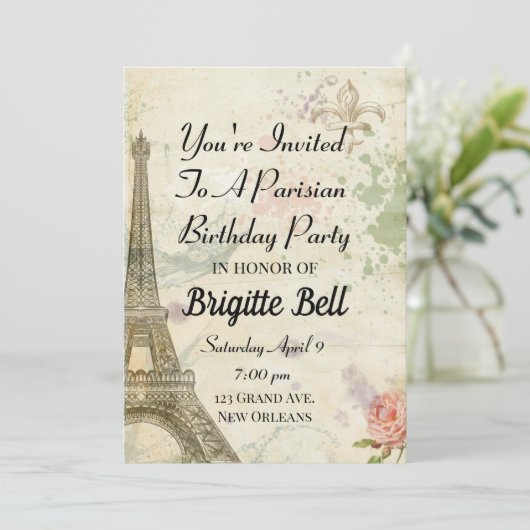  Partido Parisian Birthday Kaart (Staand voorkant)