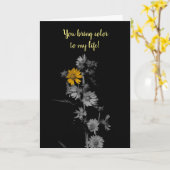 Partiële kleur Zwart-wit Flower Jubileum Kaart (Gele Bloem)