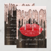 Partij 16e Kiss Roos Glitter Wood. Red Kaart (Voorkant / Achterkant)