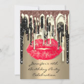 Partij 16e Lips Kiss Bruin Rood Glitter Drives Kaart (Voorkant)