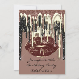 Partij 16e Lips Kiss bruine chocolade Glitter Drip Kaart