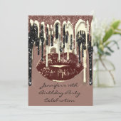 Partij 16e Lips Kiss bruine chocolade Glitter Drip Kaart (Staand voorkant)