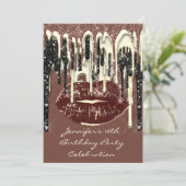 Partij 16e Lips Kiss bruine chocolade Glitter Drip Kaart (Staand voorkant)