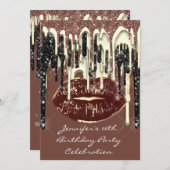 Partij 16e Lips Kiss bruine chocolade Glitter Drip Kaart (Voorkant / Achterkant)