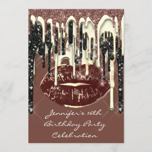 Partij 16e Lips Kiss bruine chocolade Glitter Drip Kaart