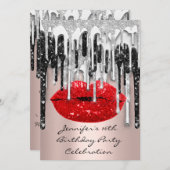 Partij 16e Lips Kiss Roos Rode glitterschijven Kaart (Voorkant / Achterkant)