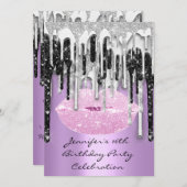 Partij 16e Lips Kus Paarse Roze Glitter Drips Kaart (Voorkant / Achterkant)