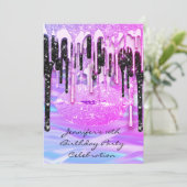 Partij 16e Lips Roze Kiss Girly Mermaid Drips Kaart (Staand voorkant)