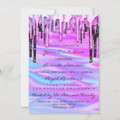 Partij 16e Lips Roze Kiss Girly Mermaid Drips Kaart (Achterkant)