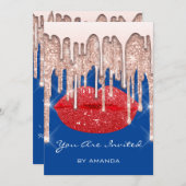 Partij 16e Rode kus Roos Glitter Blue Kaart (Voorkant / Achterkant)