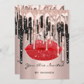Partij 16e Rode Lips Kiss Roos Glitter Drips Roos Kaart (Voorkant / Achterkant)