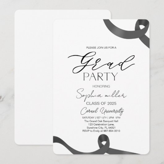 partij Afstuderen, minimalistisch zwart-wit Kaart (Voorkant / Achterkant)