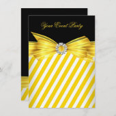 Partij All Occasion Yellow Black White Stripe Kaart (Voorkant / Achterkant)