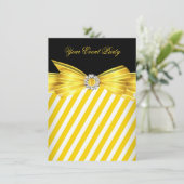 Partij All Occasion Yellow Black White Stripe Kaart (Staand voorkant)