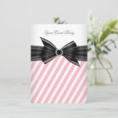 Partij Alle Occasie Roze Zwarte Stripe Kaart (Staand voorkant)