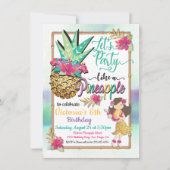 Partij als anananas tropische verjaardag kaart (Voorkant)