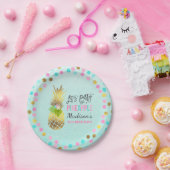 Partij als ananassapier Bord 7-inch roze goud (Feest)