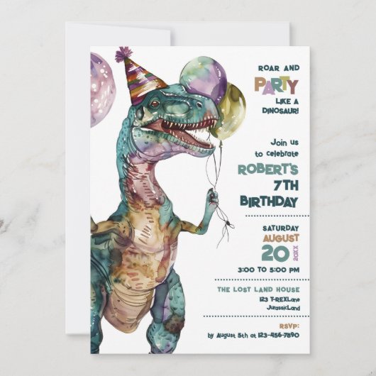 Partij als Dinosaur Birthday Party Kaart (Voorkant)