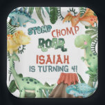 Partij als Dinosaur Birthday Party Papieren Bordje<br><div class="desc">Stomp,  Chomp,  Roar Party als een dinosaurus. Dinosaur Birthday Party Bord</div>